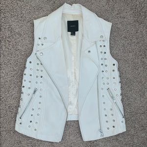 White Leather Studded Vest
